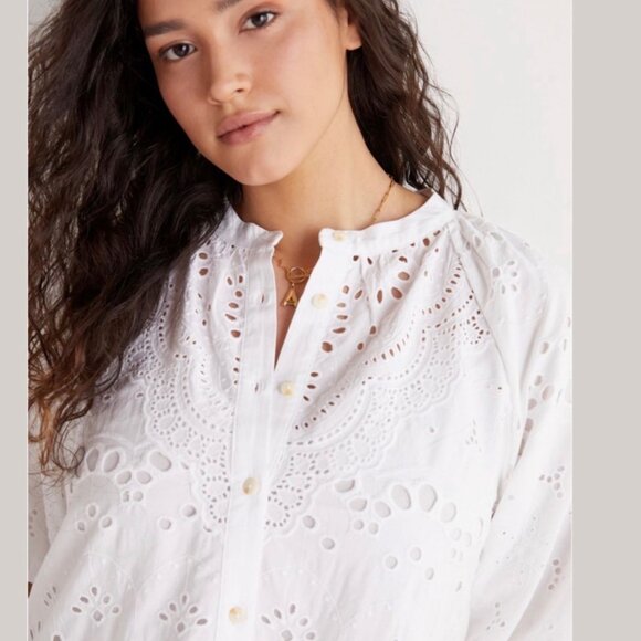 NWT Anthropologie Tallulah White Eyelet Button Front Dress in Women's X-Large - Picture 5 of 15